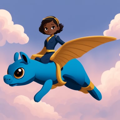 Go blue gopher transforms into a majestic female dragon, soaring through the skies with grace and power.