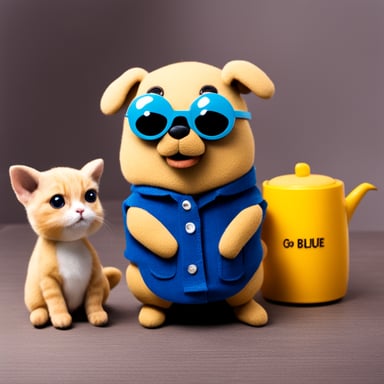 Go blue gopher with a dog and cat