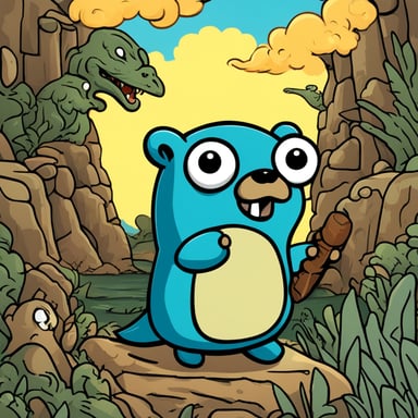 Go blue gopher as a lord of dragons commands the skies with a mighty roar, leading a vast and varied army of mythical beasts.