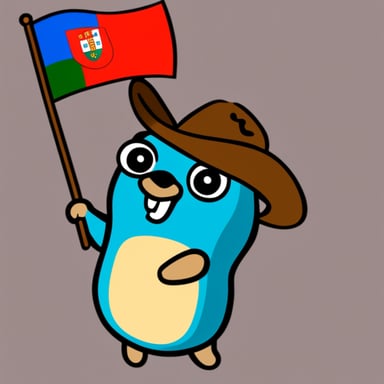 Go blue gopher as a happy gopher with the Portuguese flag.