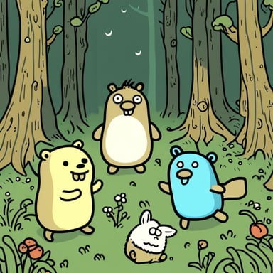 Go Blue Gopher playing with Moomins.