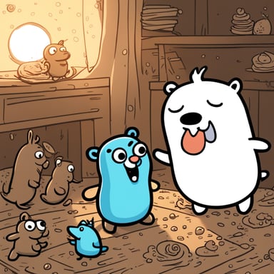 Go Blue Gopher playing with Moomins.