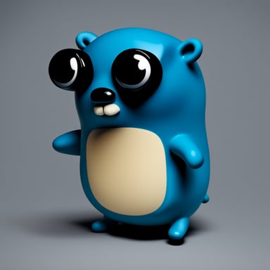 Create a blue gopher exactly seems like a Giga Chad from famous memes, with Go Blue Gopher as the Giga Chad.
