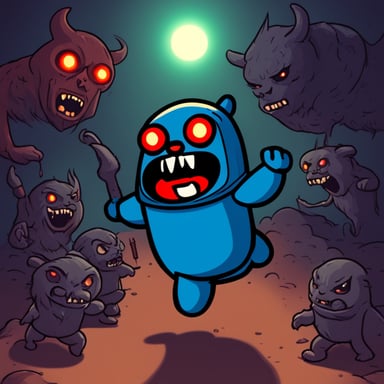 Go blue gopher as Doom Guy attacked by demons.