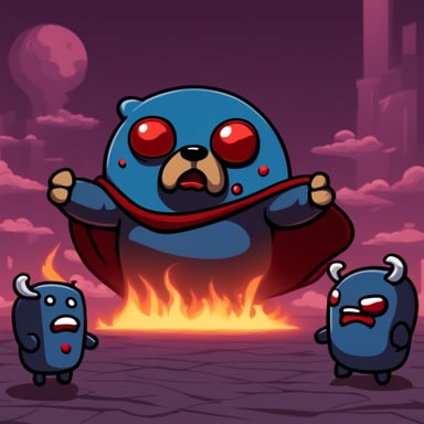 Go blue gopher as Doom Guy attacked by demons.