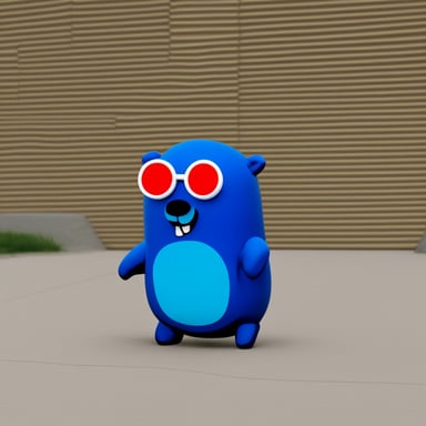 Create a blue gopher exactly seems like a Giga Chad from famous memes, with Go Blue Gopher as the SIGMA.