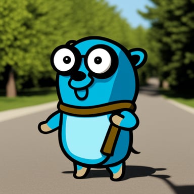 Create a blue gopher exactly seems like a Giga Chad from famous memes, with Go Blue Gopher as the SIGMA.