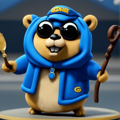 Represent Go Blue Gopher like a powerful god of all people with maximum realistic 4K.