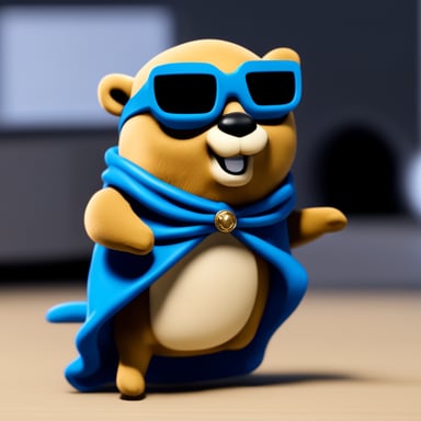 Represent Go Blue Gopher like a powerful god of all people with maximum realistic 4K.