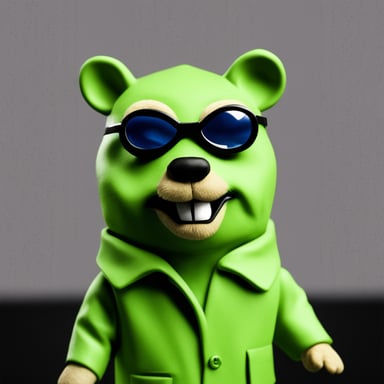 Go blue gopher as Jim Carrey in The Mask, green, detailed.