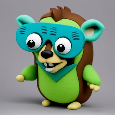 Go blue gopher as Jim Carrey in The Mask, green, detailed.