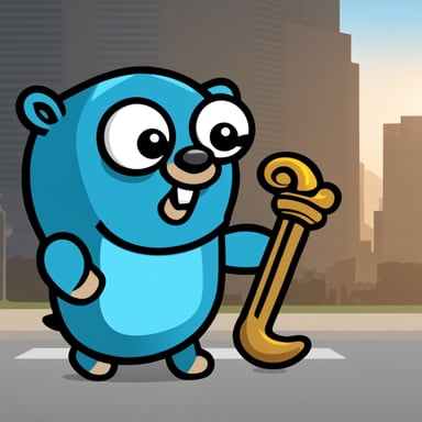 Create a mascot named Go Blue Gopher like a Greek god.