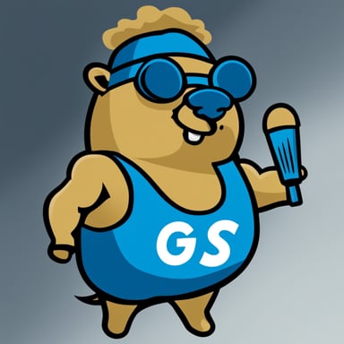 Create a mascot named Go Blue Gopher like a Greek god.