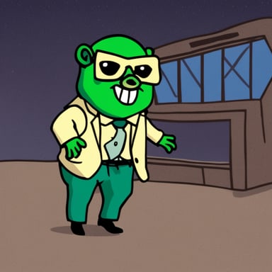 Go blue gopher as Jim Carrey in The Mask, wearing a green mask.