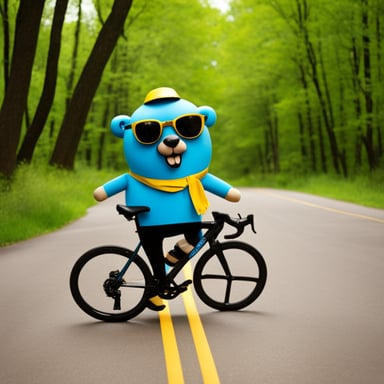 Go Blue Gopher as a happy Tour de France enthusiast who is really into road cycling and kind of a Brooklyn hipster as well.