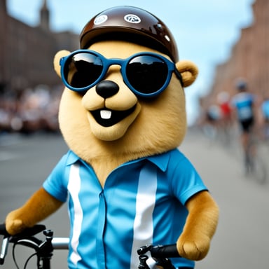 Go Blue Gopher as a happy Tour de France enthusiast who is really into road cycling and kind of a Brooklyn hipster as well.