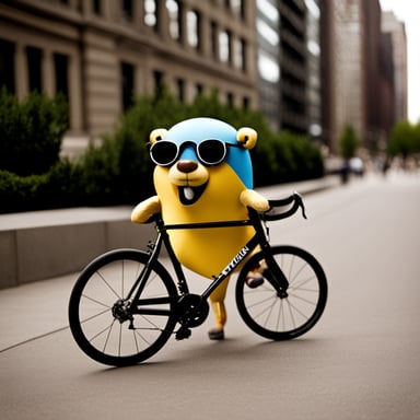Go Blue Gopher as a happy Tour de France enthusiast who is really into road cycling and kind of a Brooklyn hipster as well.