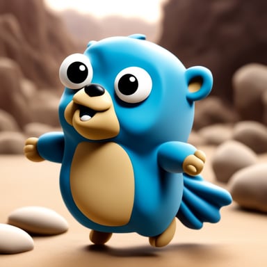 Go Blue Gopher, like a Zeus, can fly and hold thunder in his arms. He's large with an oddly muscular body, making this scene as realistic as possible.