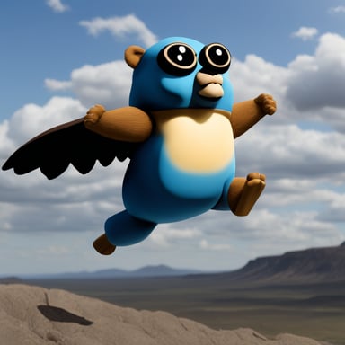 Go Blue Gopher, like a Zeus, can fly and hold thunder in his arms. He's large with an oddly muscular body, making this scene as realistic as possible. He is very aggressive and powerful.