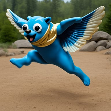 Go Blue Gopher, like Zeus, can fly and hold thunder in his arms. He's large with an oddly muscular body. Although portrayed with an aggressive and powerful demeanor, the essence of Go Blue Gopher remains dynamic and open to interpretation.