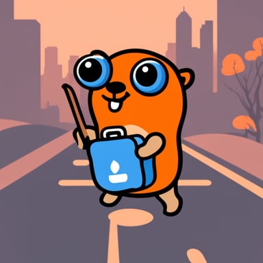 Go Blue Gopher with an orange Reddit logo.