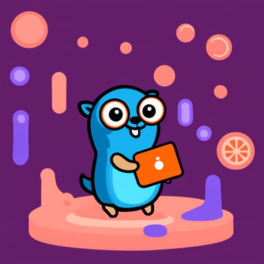 Go Blue Gopher with an orange Reddit logo.