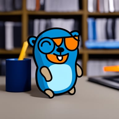 Go Blue Gopher with an orange Reddit logo.