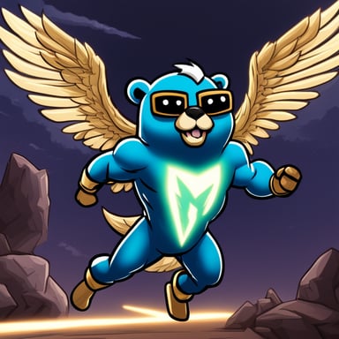 Go Blue Gopher, akin to Zeus, has the ability to soar through the skies and wield thunder. His physique is robust and unusually muscular. Despite his fierce and potent appearance, Go Blue Gopher's character is versatile and welcomes various interpretations.