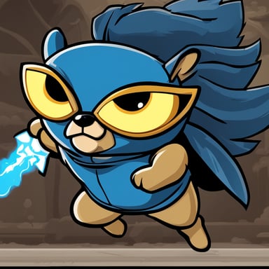 Go Blue Gopher, akin to Zeus, has the ability to soar through the skies and wield thunder. His physique is robust and unusually muscular. Despite his fierce and potent appearance, Go Blue Gopher's character is versatile and welcomes various interpretations.