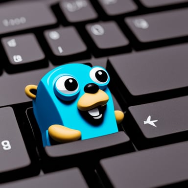 Go Blue Gopher typing on a gaming keyboard