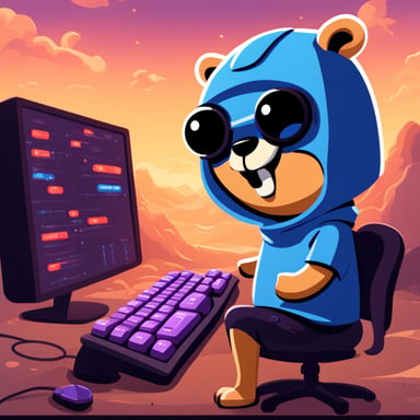 Go Blue Gopher typing on a gaming keyboard