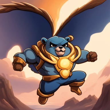 Go Blue Gopher, akin to Zeus, has the ability to soar through the skies and wield thunder. His physique is robust and unusually muscular. Despite his fierce and potent appearance, Go Blue Gopher's character is versatile and welcomes various interpretations.