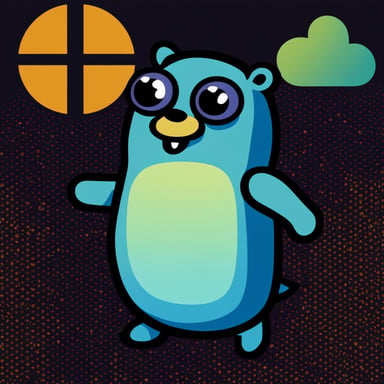 Create a Go Blue Gopher in C64 multicolour Bitmap style, using just 16 colours at a resolution of 160 x 200.