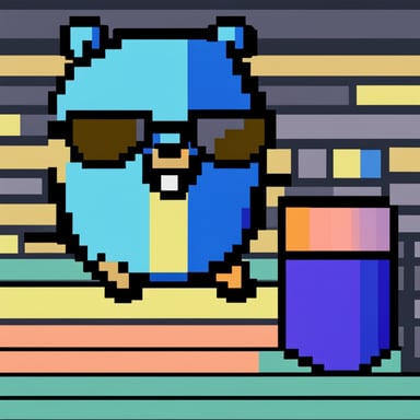 Create a Go Blue Gopher in C64 multicolour Bitmap style, using just 16 colours at a resolution of 160 x 200.