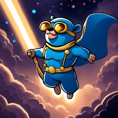 Go Blue Gopher, akin to Zeus, has the ability to soar through the skies and wield thunder. His physique is robust and unusually muscular. He powers like a nuclear bomb, and lasers from his eyes.