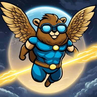 Go Blue Gopher, akin to Zeus, has the ability to soar through the skies and wield thunder. His physique is robust and unusually muscular. He powers like a nuclear bomb, and lasers from his eyes.