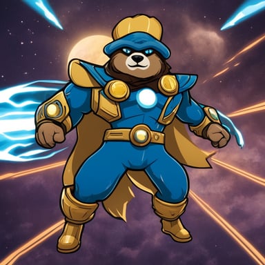 Go Blue Gopher, akin to Zeus, can soar through the skies and wield thunder. His physique is robust and unusually muscular. He possesses power like a nuclear bomb and can shoot lasers from his eyes. He fights with unmatched strength.