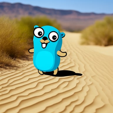Go Blue Gopher in desert.