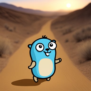 Go Blue Gopher in desert.