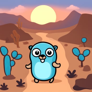 Go Blue Gopher in desert.