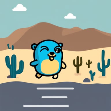 Go Blue Gopher in desert.