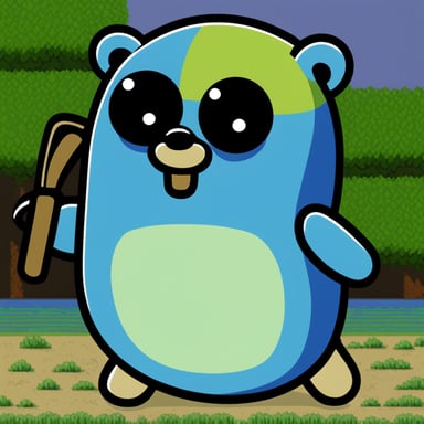 Create Go Blue Gopher in C64 Bitmap style, using just 16 colours at a resolution of 160 x 200.