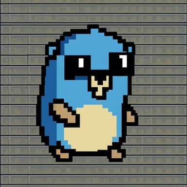 Create Go Blue Gopher in C64 Bitmap style, using just 16 colours at a resolution of 160 x 200.