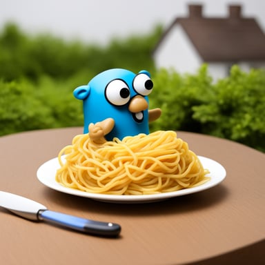 The Go Blue Gopher found itself swamped in spaghetti, magnifying glass in hand, ready to investigate the mystery of the missing meatball.