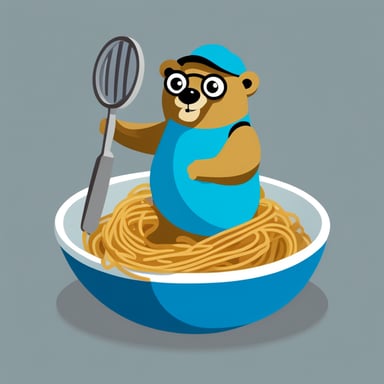 The Go Blue Gopher found itself swamped in spaghetti, magnifying glass in hand, ready to investigate the mystery of the missing meatball.