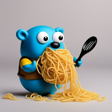 The Go Blue Gopher found itself swamped in spaghetti, magnifying glass in hand, ready to investigate the mystery of the missing meatball.