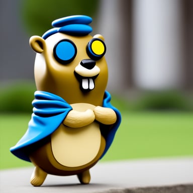 Go Blue Gopher looking like a Greek god.