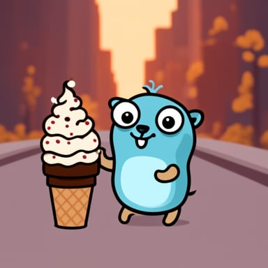 Go Blue Gopher eating ice cream.