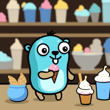 Go Blue Gopher eating ice cream.