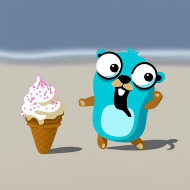 Go Blue Gopher eating ice cream.